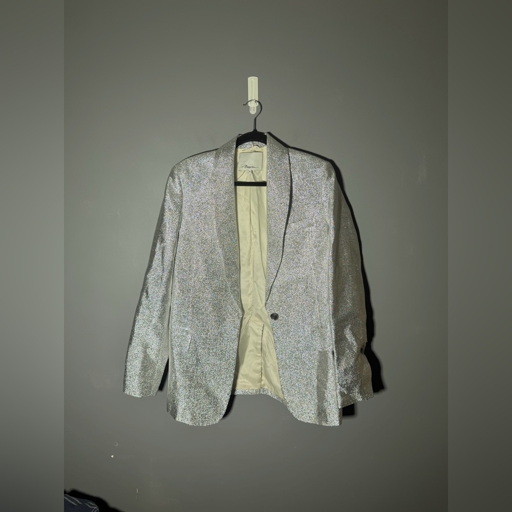 3.1 PHILLIP LIM Single-Breasted Metallic Blazer Size 6 - Picture 2 of 5